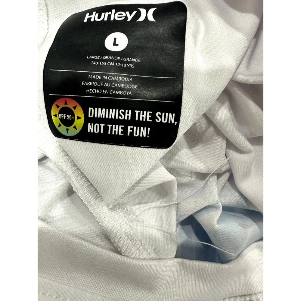 HURLEY Girls White UPF 50+ Shirt LARGE